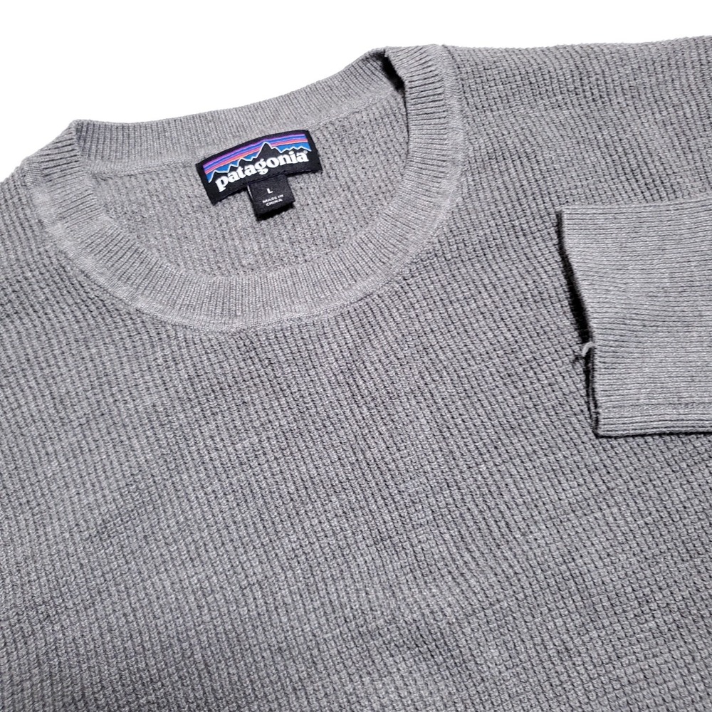 Patagonia Yewcrag Sweater Mens Large Knit Crew Neck Organic Cotton Gray